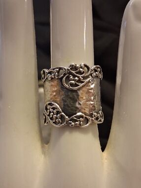 .925 STERLING SILVER Filigree Statement Ring Size 7